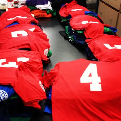 Getting some team uniforms ready to ship. We can custom screenprint for individual teams or fulfill entire leagues!