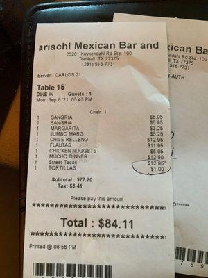 Come on, charging for extra tortillas when we bought so many meals!