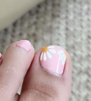 Gel pedicure with design