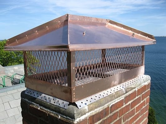 Beautiful Hip and Ridge Copper Chimney Cap Beneath are two Locktop Dampers