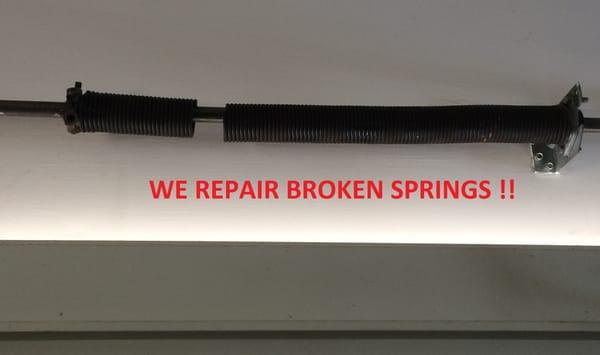 We repair broken torsion and extension springs!! We stock 100's of the most common spring sizes available.