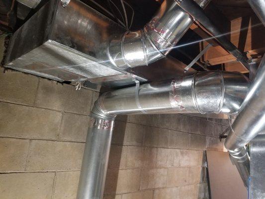 The old heat runs was down to far. We reworked the runs to give the head room the home owner needed.