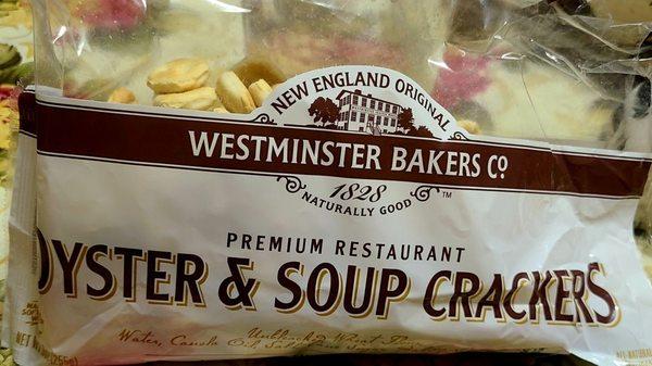 Five Star Oyster Crackers, large, crisp, they stand up to soups snd stews. Worth a stop at Oroweat.