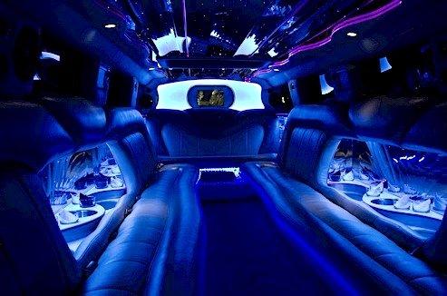 Interior of H2 blue Hummer Limousine