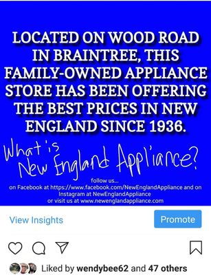 Follow us on Instagram @newenglandappliance!