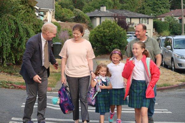 Principal Chris Gavin greets families each morning at the crosswalk!