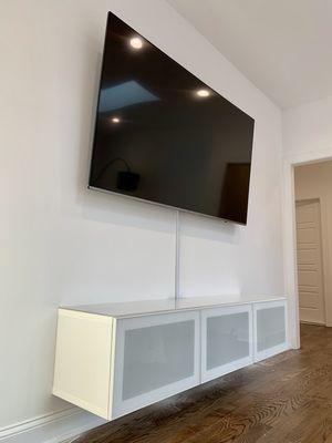 Tv mounting and wire management. BESTA tv cabinet floating