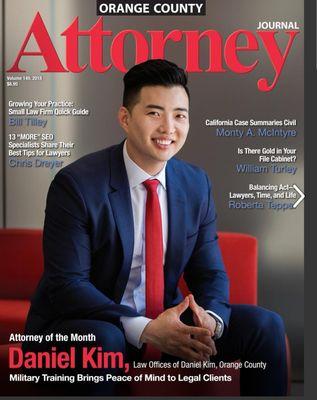 First ever Asian attorney to be cover featured on Attorney Journal OC.