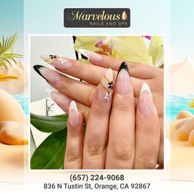 Transform your nails into a masterpiece with our collection of beautiful nail designs at Marvelous Nails And Spa!