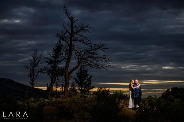 A newly-wed bride and groom share some time together during their post-ceremony portrait session.