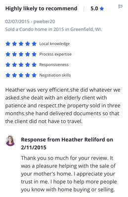 Review of Heather Reliford Real Estate Agent