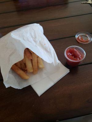 small French fries and ketchup