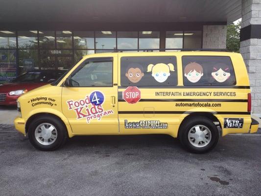 The van we donated to a local charity we love is Food 4 Kids thru Interfaith Emergency Services