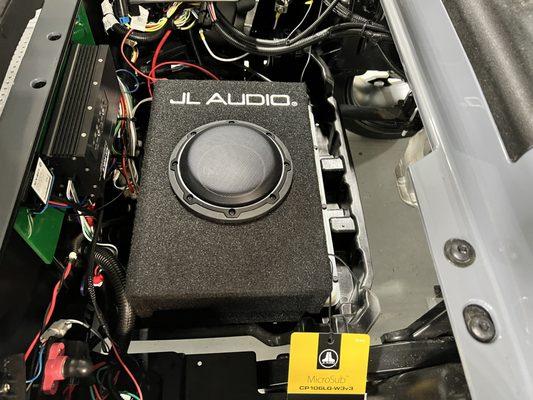 JL Audio Subwoofer installed on a custom golf cart