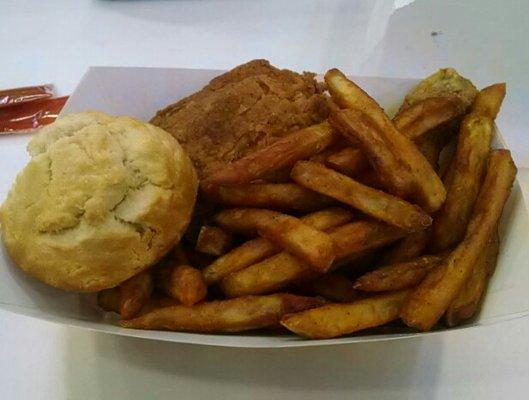 $5 - 2 pcs w fries and biscuit