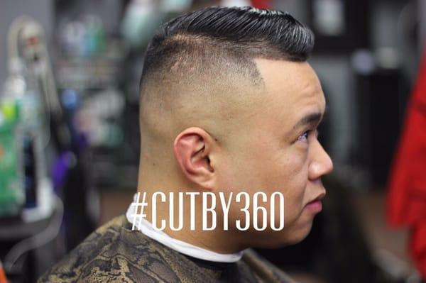 Hi skin fade with combover. Cut by 360.