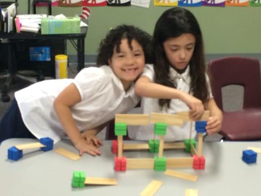 Our kinder students were designing a building during engineering class.