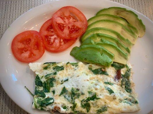 Egg whites with spinach and bacon