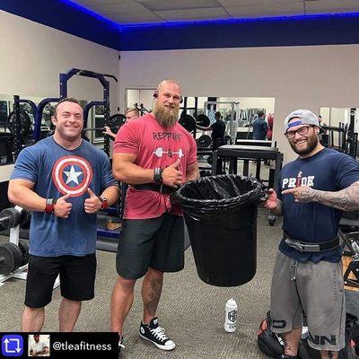 There's always a garbage can around if you need it on Leg Days!