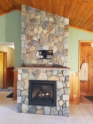 Regency Gas Fireplace with Boston Blend Mosaic Thin Stone Veneer