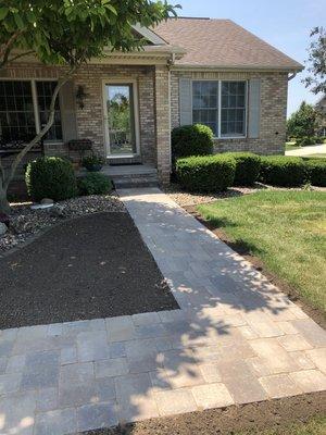 Installed paver walkway and stoop