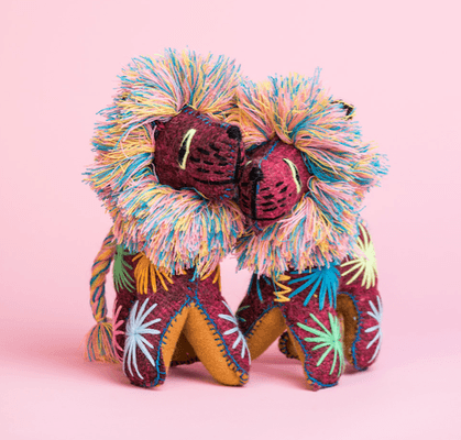 Lion Animalitos - felted wool and hand embroidered toys handcrafted in Chiapas, Mexico