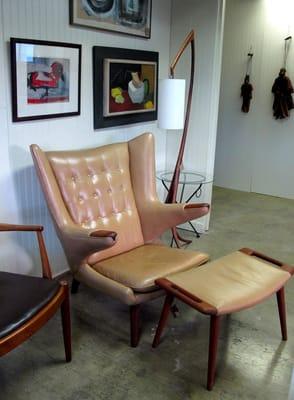 Hans Wegner Papa Bear Chair with Michael Wilson floor lamp