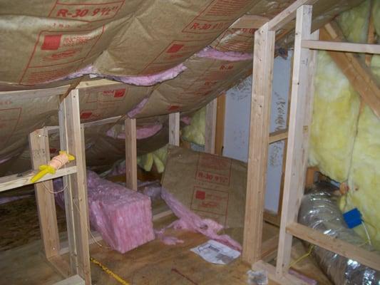 framing up new walls,adding insulation for attic conversion.