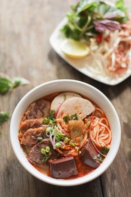 Bún bò Hu, a Vietnamese soup containing rice vermicelli and beef, is a popular noodle dish of central Vietnam.