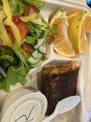 Bacon quiche with fruit and side salad $8.00 Wednesday lunch special so good