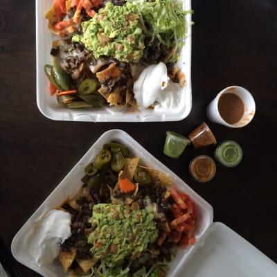 2 orders of Nachos Supreme with Carne Asada. So good!