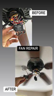 Fan Repair went bad wasn't working examined it and noticed switch wasn't working needed to be replaced