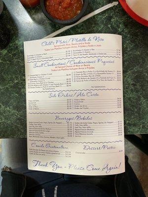 Menu back