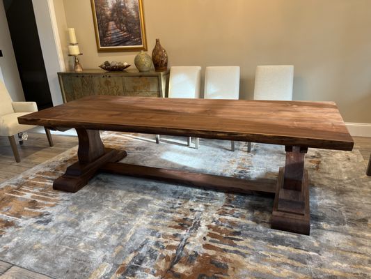 3" thick Black Walnut Grand Dining Room Table.