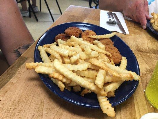 Chicken tenders with fries. My son said they were one of the best he ever had.