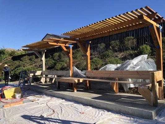 Before picture. We built patio covers with benches.