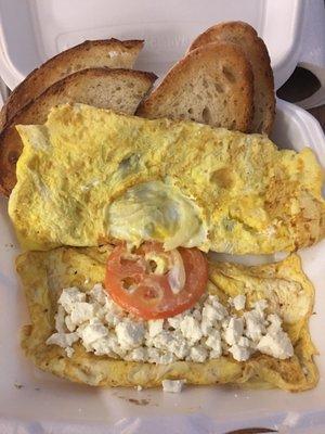 One tomato... on an entire Greek omelet, not even cut up or anything. They used to be so good. What happened guys.