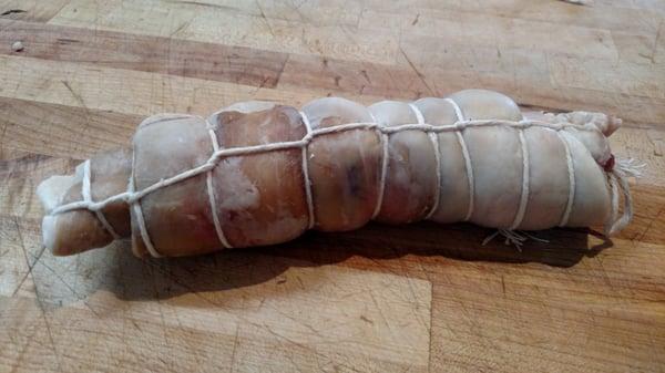 Took a class.  Trussed (first time) some lamb bacon.  Great class.