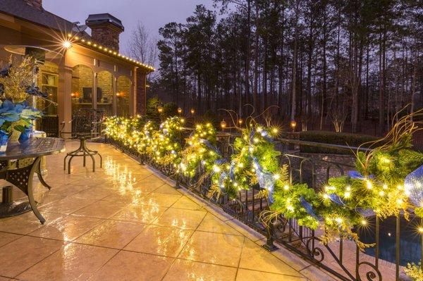 Lit garland designed and arranged by Lights Over Atlanta