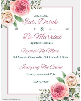 Sample customized wedding menu