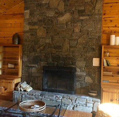 Fireplace in the main lodge.