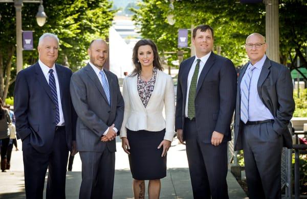 Steve Bulzomi, John Christensen, Jeremy Johnston, James McCormick, and Gemma Zanowski of Evergreen Personal Injury Counsel.