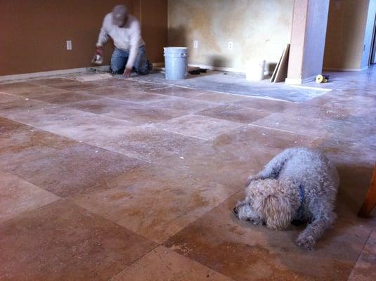 Here's a Travertine job I put in for a client.