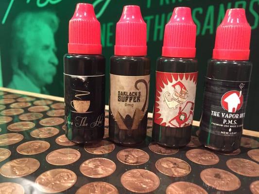 New Vapor Hut juice: "Java the Hut", "Sarlack's Supper", "Santa's Sauce", and "P.M.S."