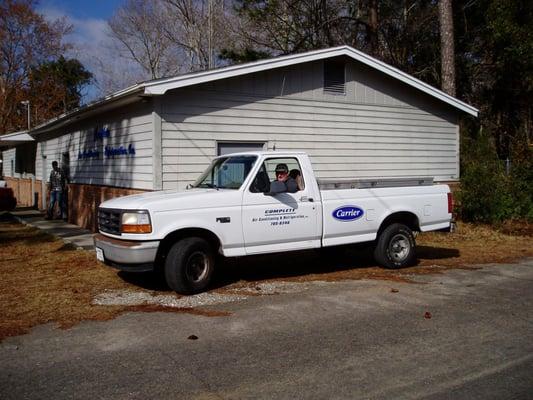 Truck sitting next to the office