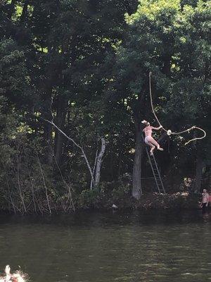 Rope swing at the lodge