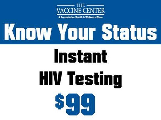 Instant HIV testing is done at all locations!