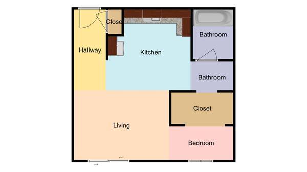 Studio/Jr 1 bedroom floor plan