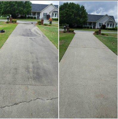 Use driveway and concrete solvent then power vacuum after. Use extra solvent for tuff to get oil stains