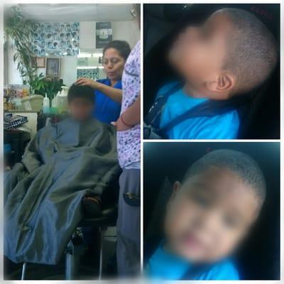 Took my son to get a trim and that idiot lady left him almost completely bald! She didn't even apologize!